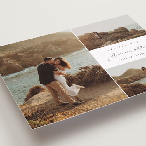 This is a sugar petite save the dates with standard by Jessica Williams called casual elegance printing on recycled smooth signature in petite