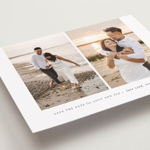 This is a cloud petite save the dates with standard by Sara Hicks Malone called pairing printing on recycled smooth signature in petite
