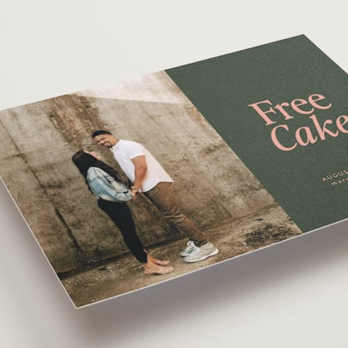 This is a hunter petite save the dates with standard by Erin L. Wilson called free cake printing on recycled smooth signature in petite