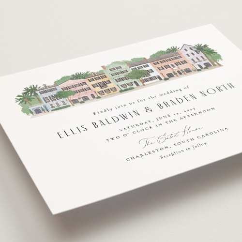 This is a lily petite wedding invitations with standard by Jennifer Wick called east bay street printing on signature in petite