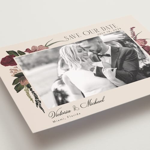 This is a merlota save the date postcards with standard by Susan Moyal called romantics printing on signature in postcard