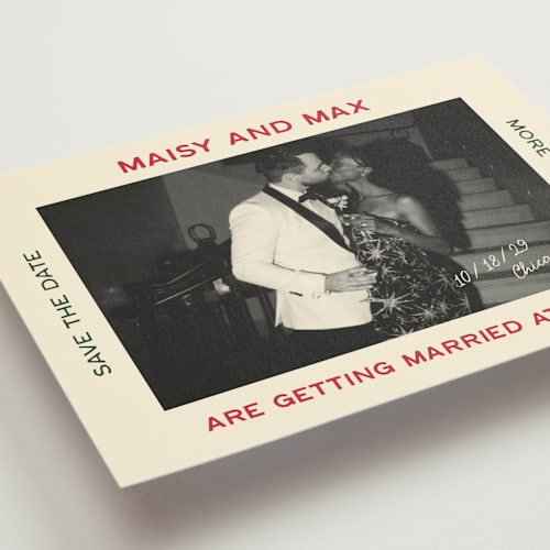 This is a pizzeria save the date postcards with standard by Ani Somi called trattoria printing on signature in postcard