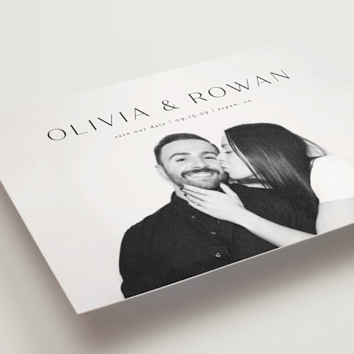 This is a midnight save the date postcards with standard by Shirley Lin Schneider called classic elegance printing on signature in postcard