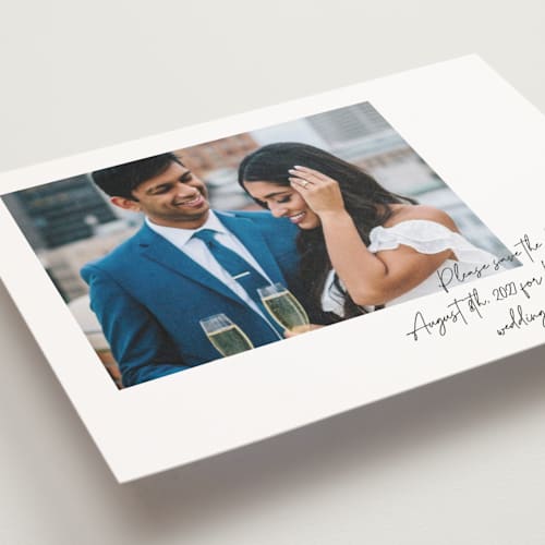 This is a ink save the date postcards with standard by Adelyn T. called quick scribble printing on signature in postcard