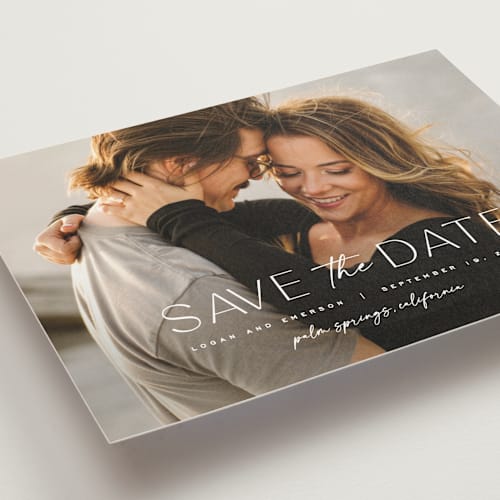This is a lace save the date postcards with standard by Carly Reed Walker called canele printing on signature in postcard