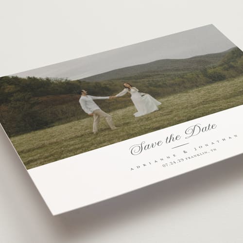 This is a chiffon save the date postcards with standard by Eric Clegg called together always printing on signature in postcard