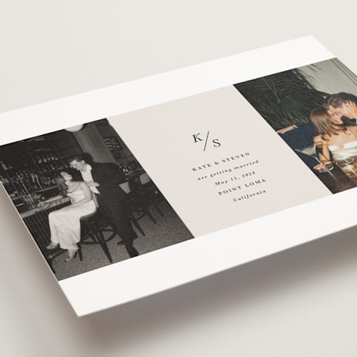 This is a dove save the date postcards with standard by Olivia Kanaley Inman called parker printing on signature in postcard