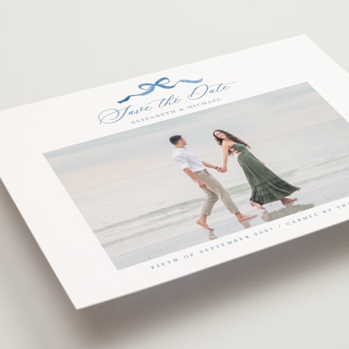 This is a cobalt save the date postcards with standard by Petra Kern called royal printing on signature in postcard