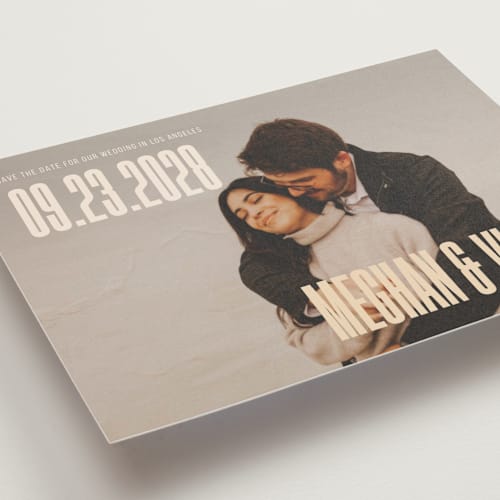 This is a honey save the date postcards with standard by letterfix called ensemble printing on signature in postcard