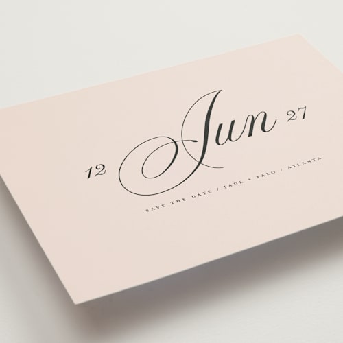 This is a champagne save the date postcards with standard by Lori Wemple called simple date printing on signature in postcard