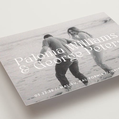 This is a powder save the date postcards with standard by Megan Davis called faded printing on signature in postcard