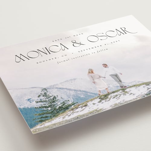 This is a caviar save the date postcards with standard by Darryl Don Doctor called colorado printing on signature in postcard