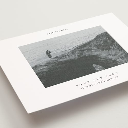 This is a wave save the date postcards with standard by Yuliya Evseeva called breathe love printing on signature in postcard