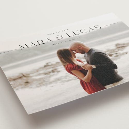 This is a midnight save the date postcards with standard by Shirley Lin Schneider called modern classic printing on signature in postcard
