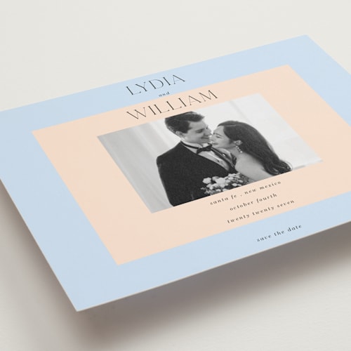 This is a sky save the date postcards with standard by Baumbirdy called framed year printing on signature in postcard