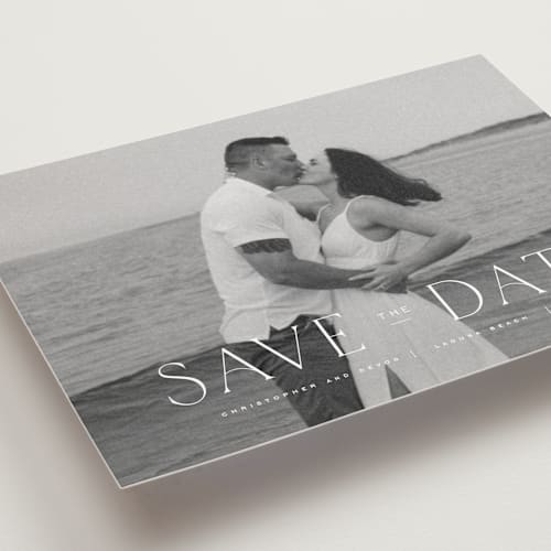 This is a cloud save the date postcards with standard by Wildfield Paper Co called summer love printing on signature in postcard
