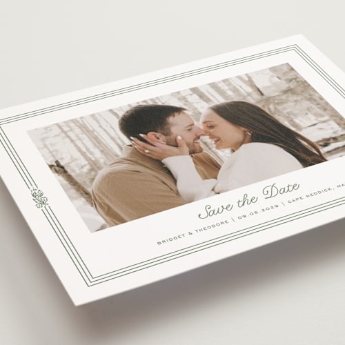 This is a leaf save the date postcards with standard by Kate Ahn called court printing on signature in postcard