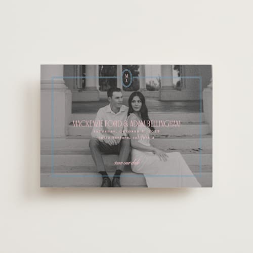 This is a sea petite save the dates with standard by Owl and Toad called sophisticate printing on recycled smooth signature in petite