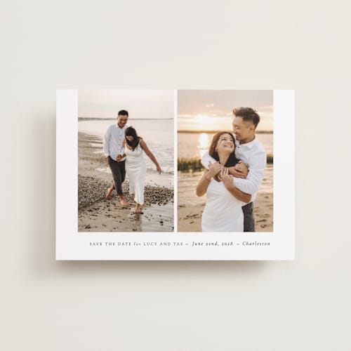 This is a cloud petite save the dates with standard by Sara Hicks Malone called pairing printing on recycled smooth signature in petite