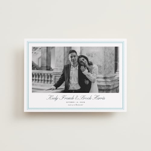 This is a ocean petite save the dates with standard by Megan Davis called proper printing on recycled smooth signature in petite