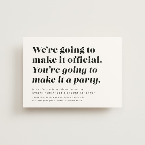 This is a panda petite wedding invitations with standard by Lea Delaveris called make it official printing on signature in petite