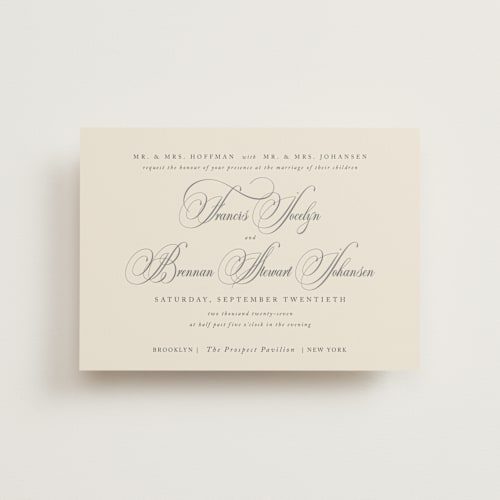 This is a oreo creme petite wedding invitations with standard by Design Lotus called wonderful tonight printing on signature in petite