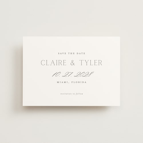 This is a smoke petite save the dates with standard by Vanessa Doyle called mark the calendar printing on signature in petite