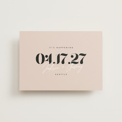 This is a sands petite save the dates with standard by Itsy Belle Studio called date printing on signature in petite