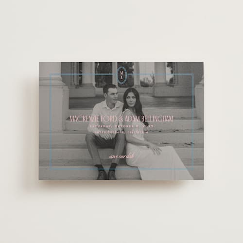 This is a sea save the date postcards with standard by Owl and Toad called sophisticate printing on signature in postcard