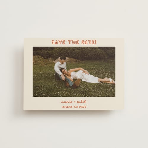 This is a hibiscus save the date postcards with standard by Stephanie Heinrich Godbout called modern outline printing on signature in postcard