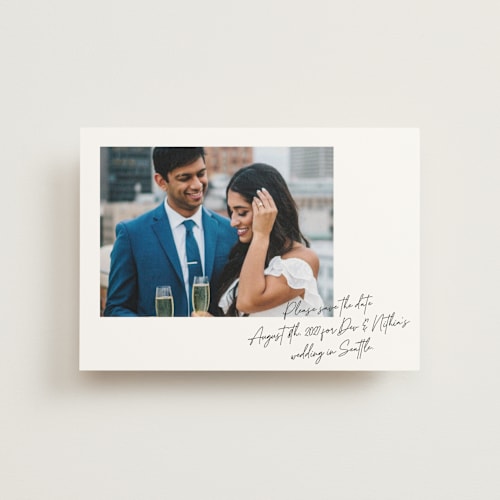 This is a ink save the date postcards with standard by Adelyn T. called quick scribble printing on signature in postcard