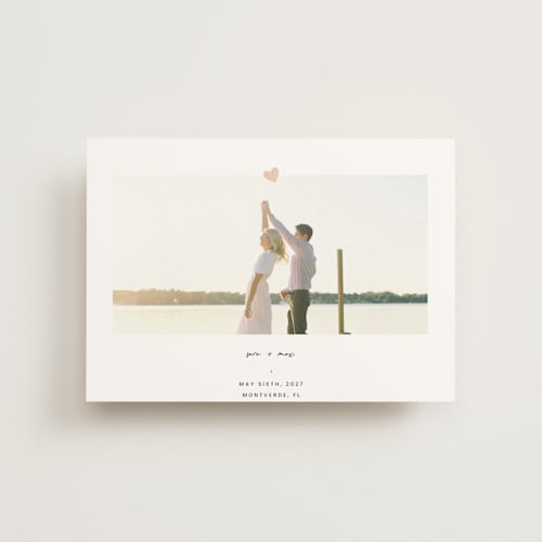 This is a camellia save the date postcards with standard by Blustery August called camellia printing on signature in postcard