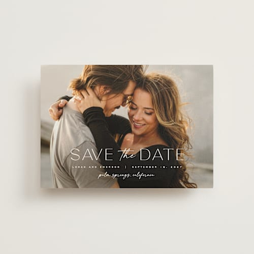 This is a lace save the date postcards with standard by Carly Reed Walker called canele printing on signature in postcard