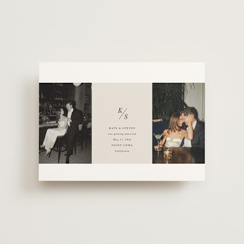 This is a dove save the date postcards with standard by Olivia Kanaley Inman called parker printing on signature in postcard