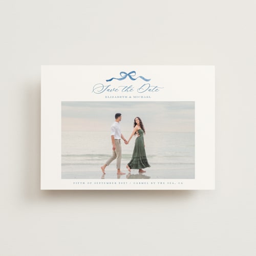 This is a cobalt save the date postcards with standard by Petra Kern called royal printing on signature in postcard