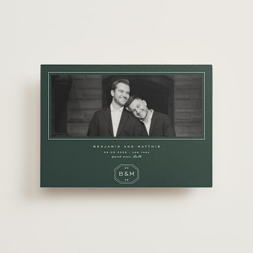 This is a garden save the date postcards with standard by Blustery August called beignet printing on signature in postcard