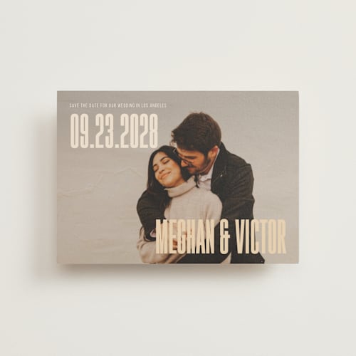 This is a honey save the date postcards with standard by letterfix called ensemble printing on signature in postcard