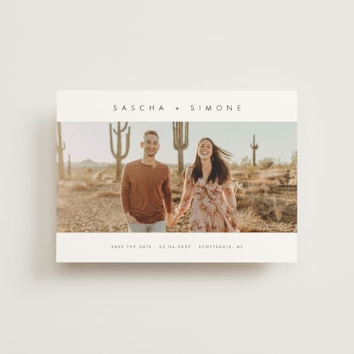 This is a cotton save the date postcards with standard by Ani Somi called simply so printing on signature in postcard