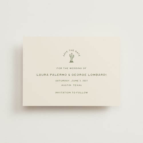 This is a agave save the date postcards with standard by Megan Davis called pearl snap printing on signature in postcard