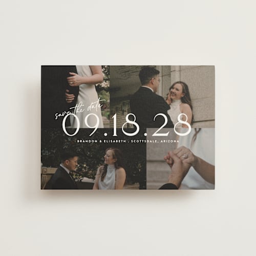 This is a opal save the date postcards with standard by Cat Caudillo called love snaps printing on signature in postcard
