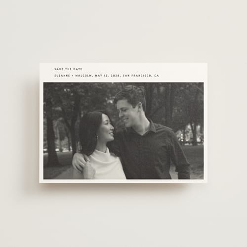 This is a fog save the date postcards with standard by Sumak Studio called simple printing on signature in postcard