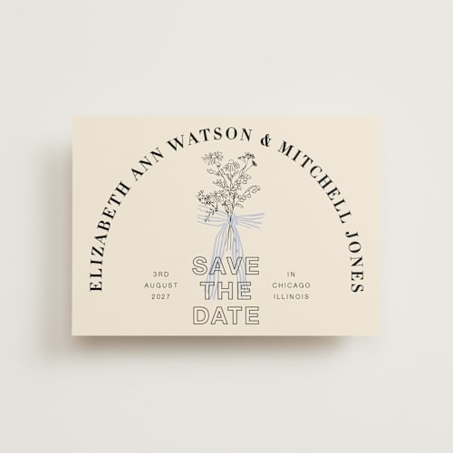 This is a daisy save the date postcards with standard by Baumbirdy called sealed printing on signature in postcard