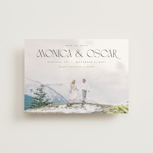 This is a caviar save the date postcards with standard by Darryl Don Doctor called colorado printing on signature in postcard
