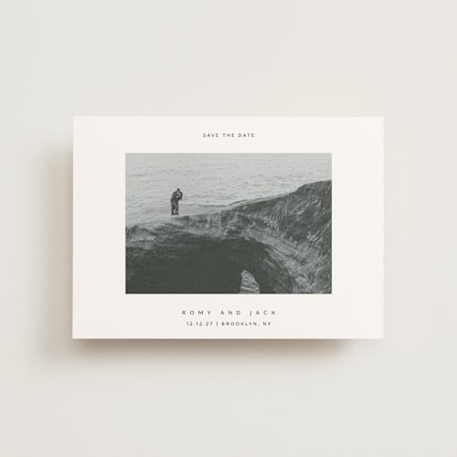 This is a wave save the date postcards with standard by Yuliya Evseeva called breathe love printing on signature in postcard