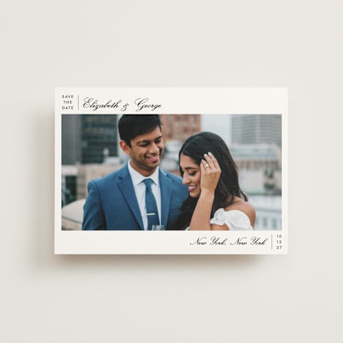 This is a ink save the date postcards with standard by Megan Davis called atelier printing on signature in postcard