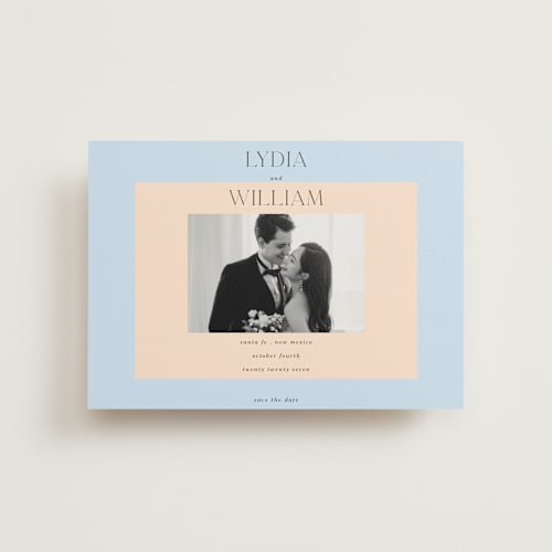 This is a sky save the date postcards with standard by Baumbirdy called framed year printing on signature in postcard