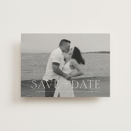 This is a cloud save the date postcards with standard by Wildfield Paper Co called summer love printing on signature in postcard