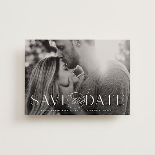 This is a cotton save the date postcards with standard by Lauren Chism called ultimate printing on signature in postcard