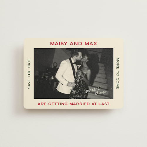 This is a pizzeria petite save the dates with standard by Ani Somi called trattoria printing on recycled smooth signature in petite