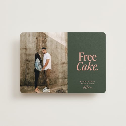 This is a hunter petite save the dates with standard by Erin L. Wilson called free cake printing on recycled smooth signature in petite